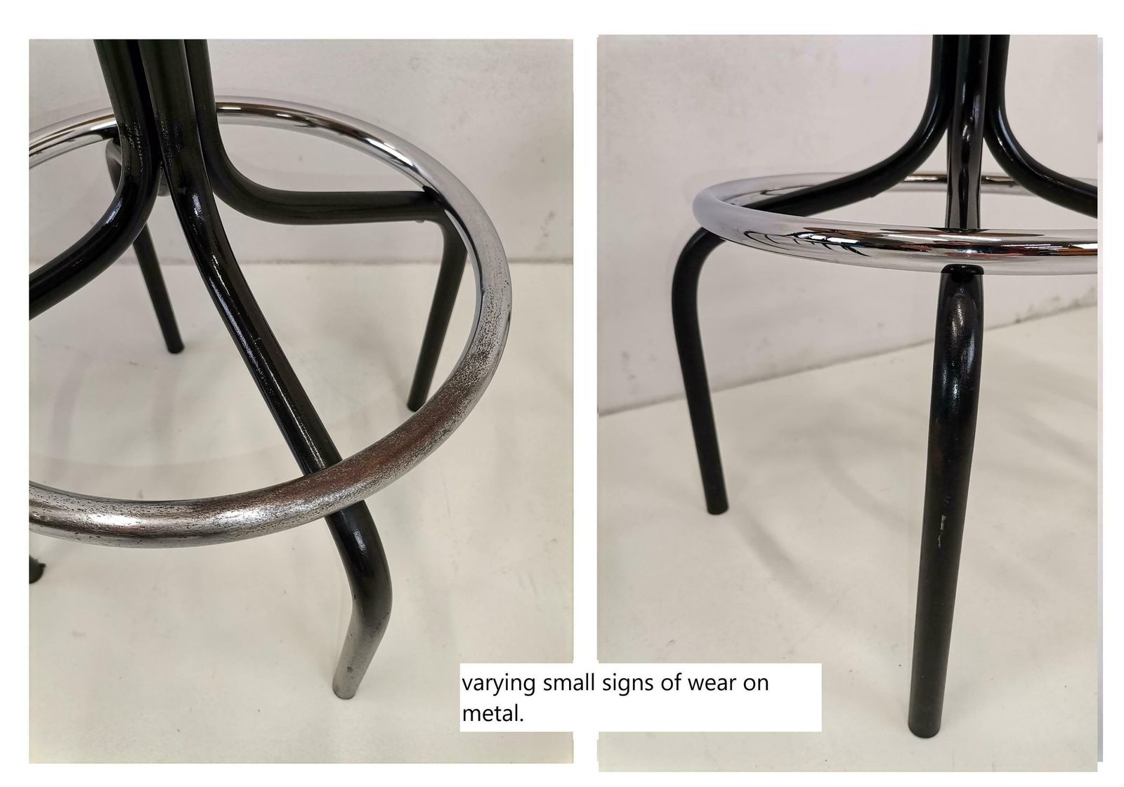 Set Of 3 Mid Century Modern Bar Stools / Mid Century Leather And Metal Bar Stool Set / 80s Yugoslavia photo buy