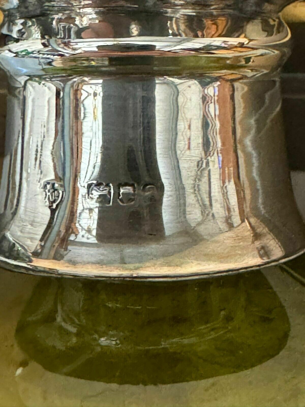 photo for sale William Hutton Antique Green Wine Port Spirit Decanter Sterling Silver Collar