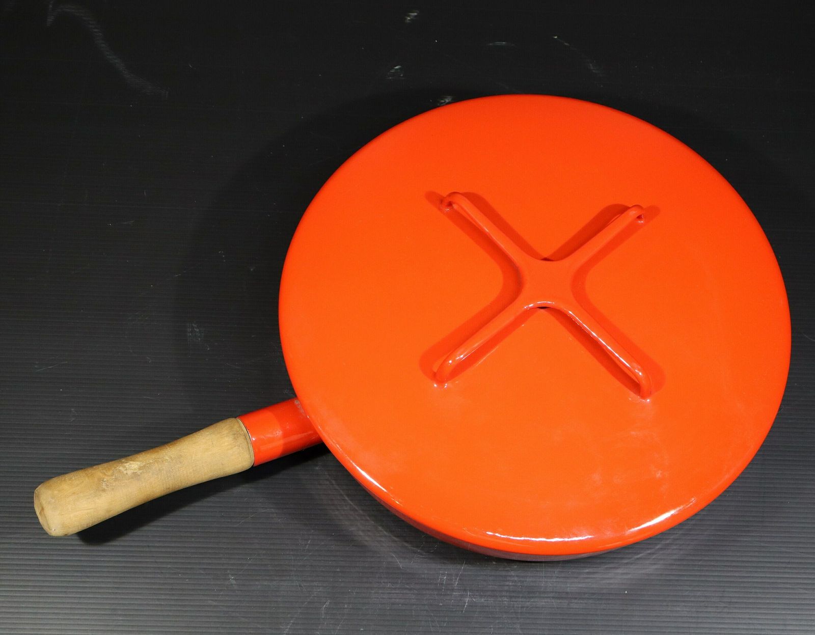 1960s Dansk Kobenstyle Red Sauté Pan With Lid Ihq France photo for sale