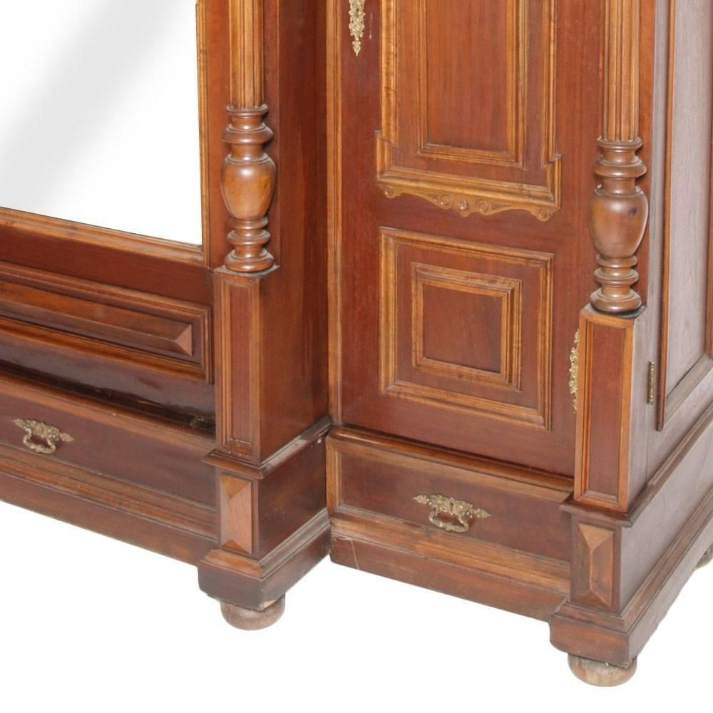 Italian Last 19th Century Neoclassic Wardrobe Cupboard In Carved Walnut photo Furniture