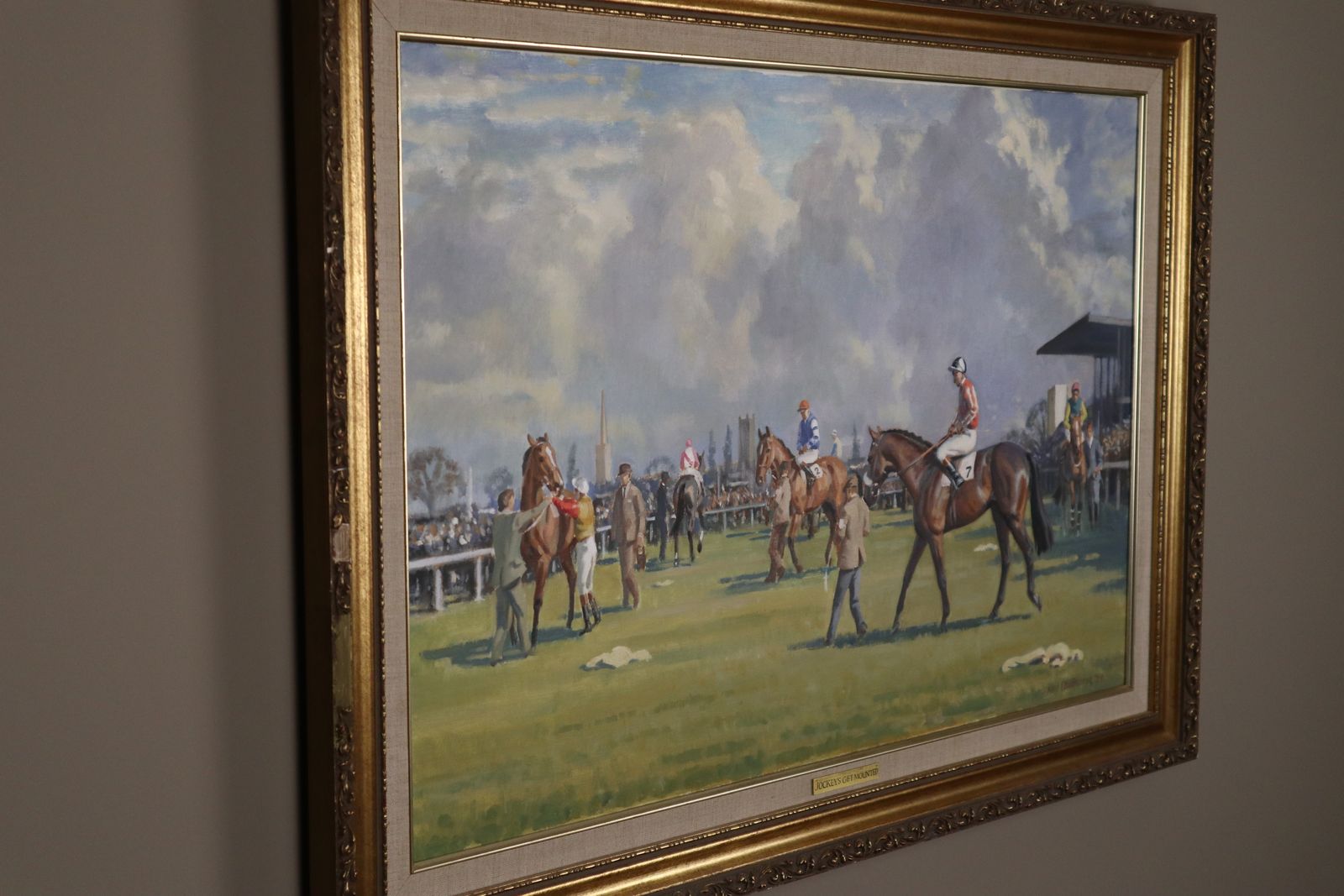 'Jockeys Get Mounted' By Neil Cawthorne ( 1936 2022) Framed Oil On Canvas Original Painting photo Art
