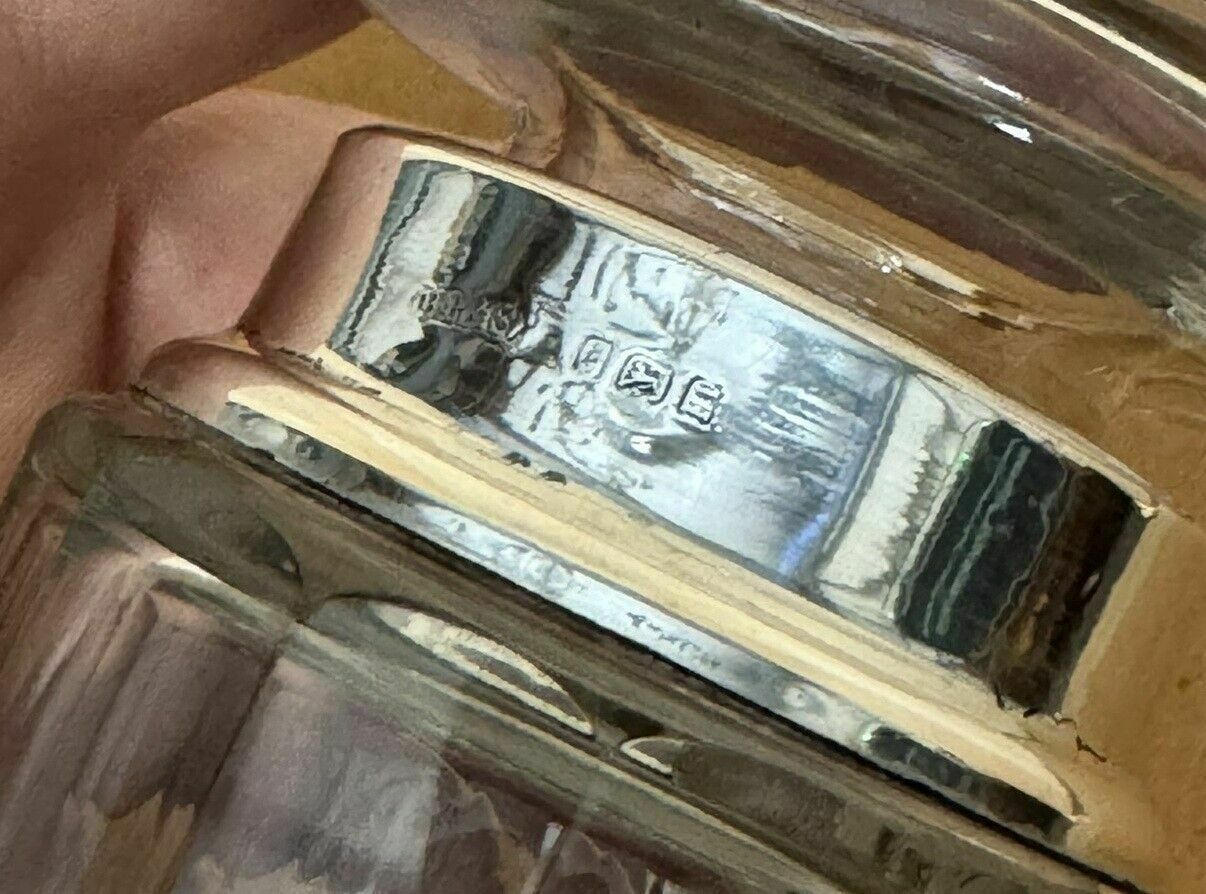 photo buy Antique Sterling Silver & Cut Glass Crystal Henry Perkins & Sons Trinket Jar