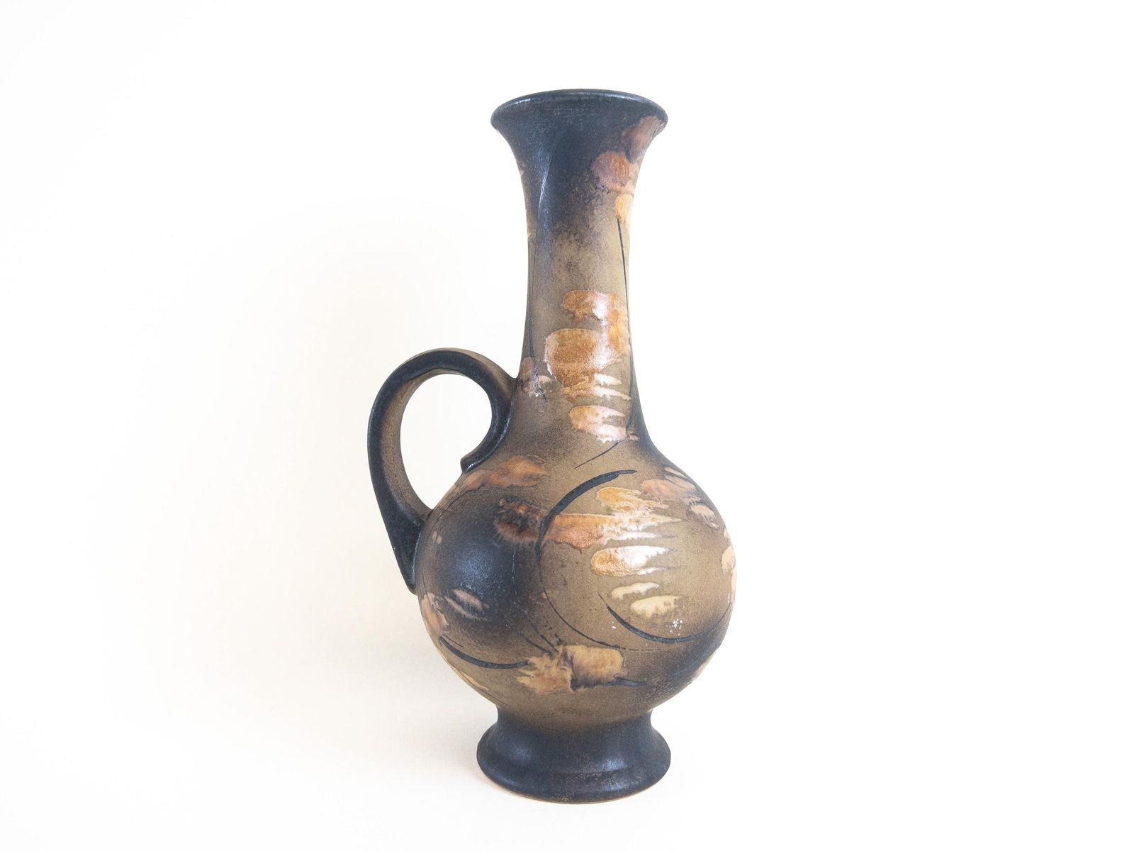 Ruscha Art Kyra Vase K 35   West German Pottery Vase With Handle   Ruscha Ceramic Vase By Heinz Siery