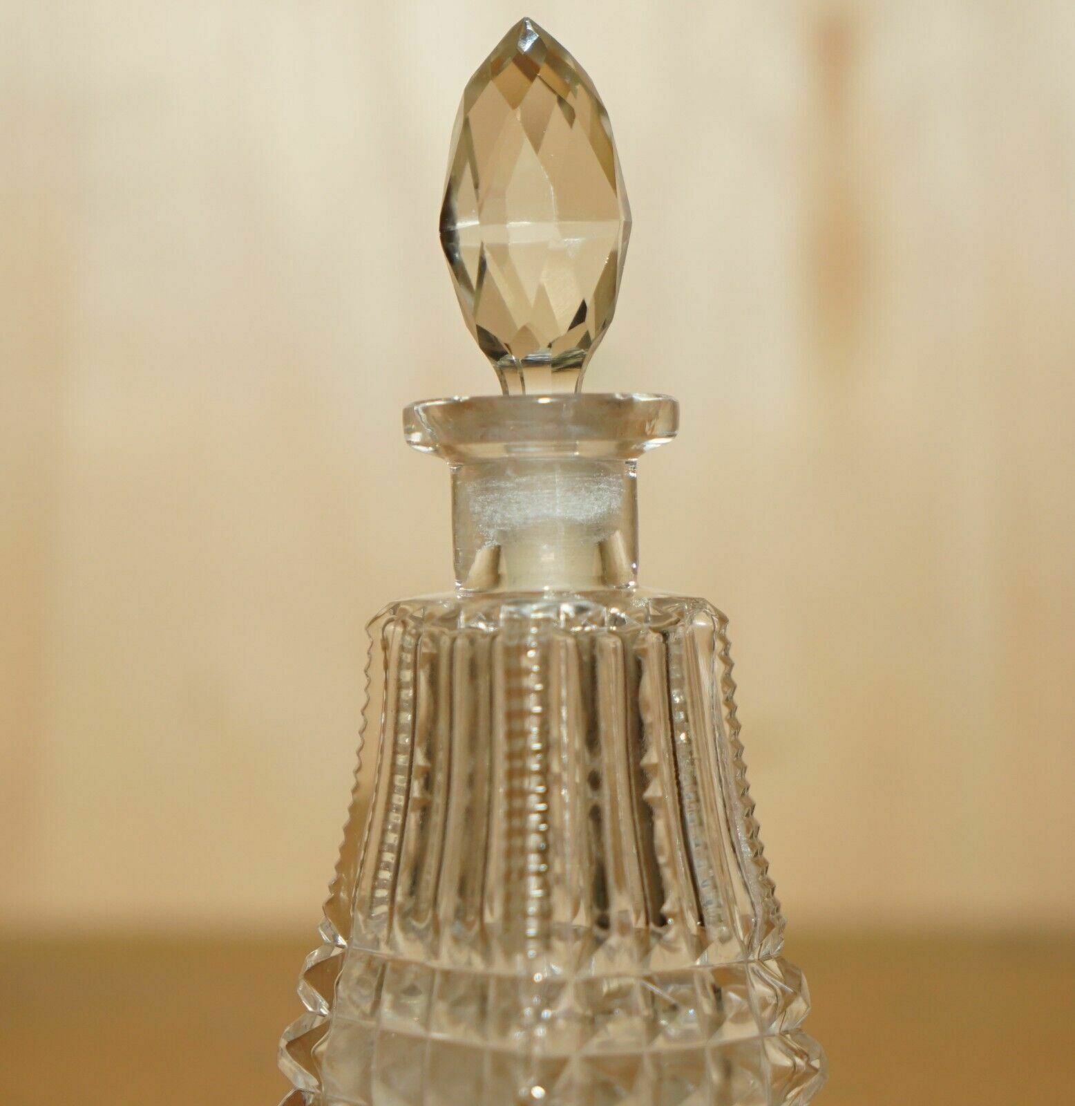 Fancy Fine Antique Cut Glass Crystal Collectable Dressing Table Perfume Bottle photo furniture