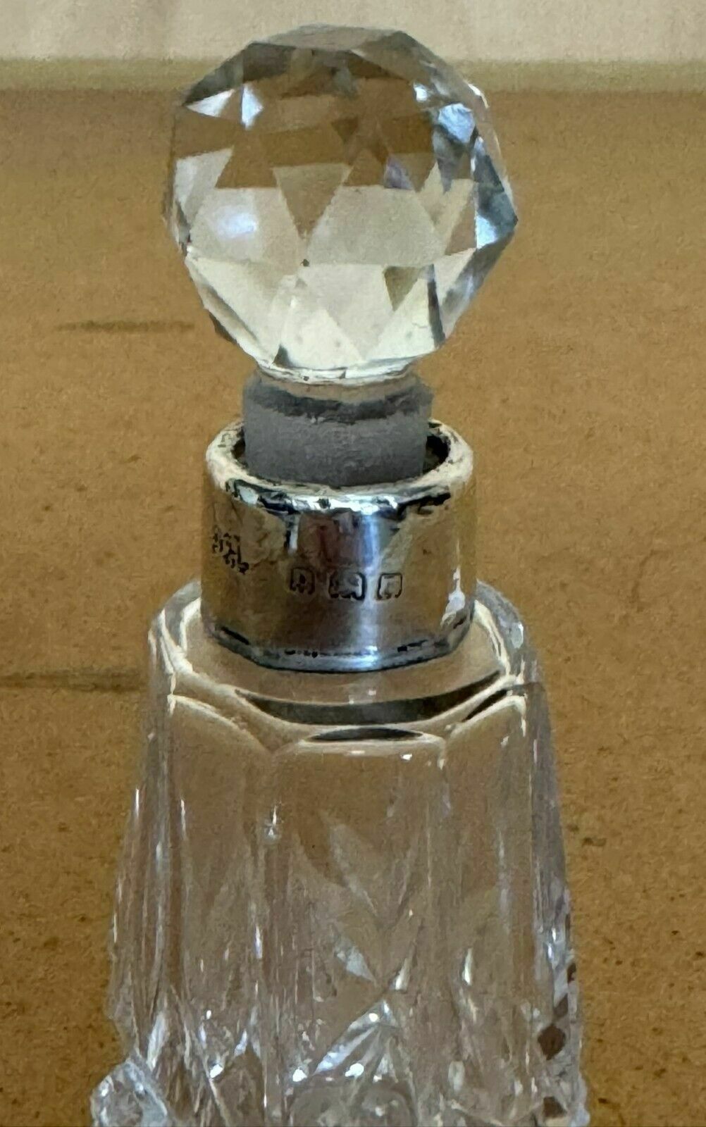 Minature 1929 Antique Perfume Bottle Flask Cut Glass Crystal Sterling Silver photo buy
