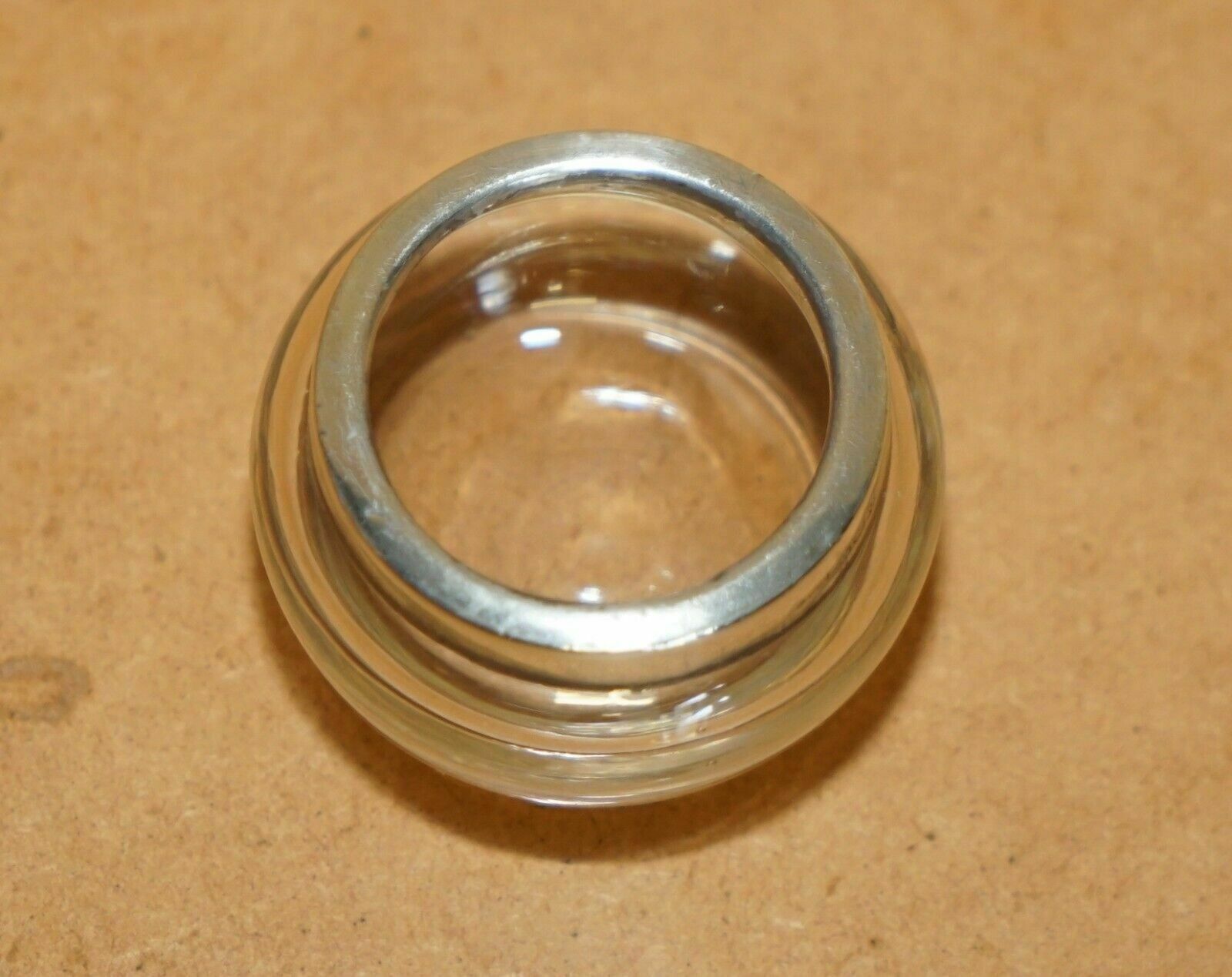 Minature Henry W Batty & Sons Antique Glass Trinket Pot Sterling Silver Trim photo Home Decor