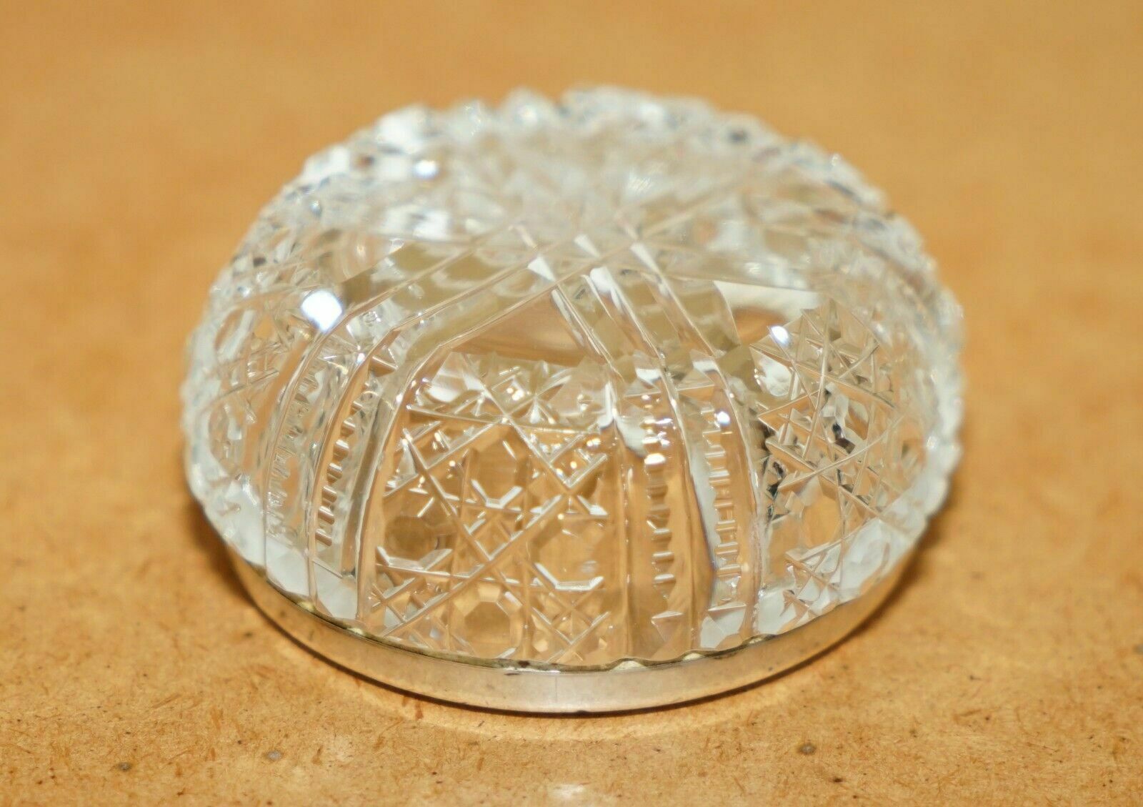 Pair Of Miller Brothers Antique Cut Glass Crystal Trinket Pot Sterling Silver photo vinterior