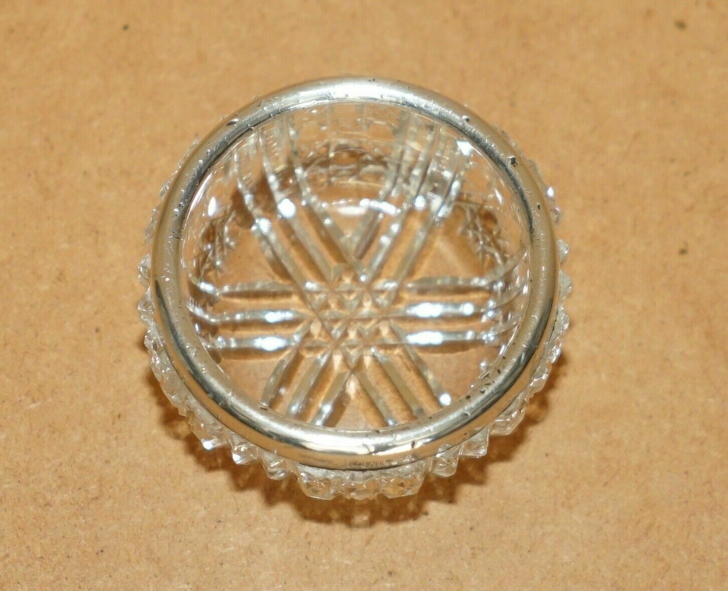 Pair Of Miller Brothers Antique Cut Glass Crystal Trinket Pot Sterling Silver photo vintage