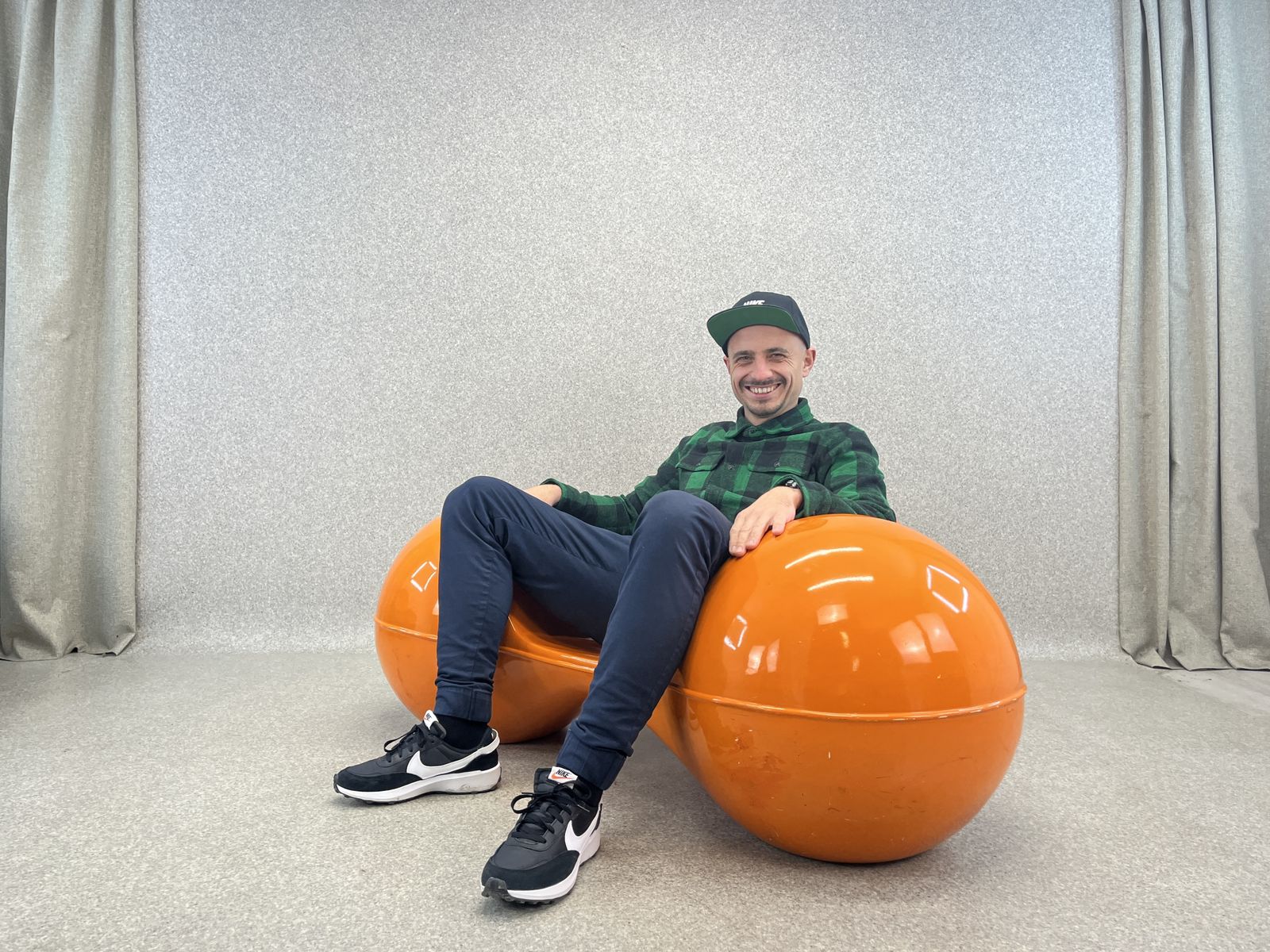 Furniture Iconic Vintage Eero Aarnio Orange Tomato Chair, Space Age By Adelta photo