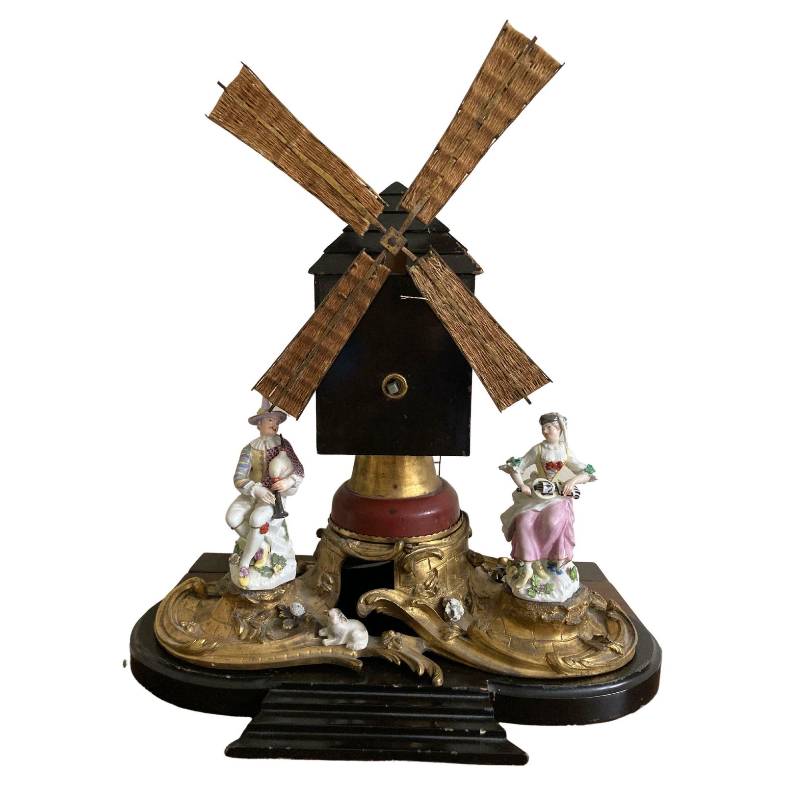 Ormolu Windmill With Meissen Harlequin And Columbine