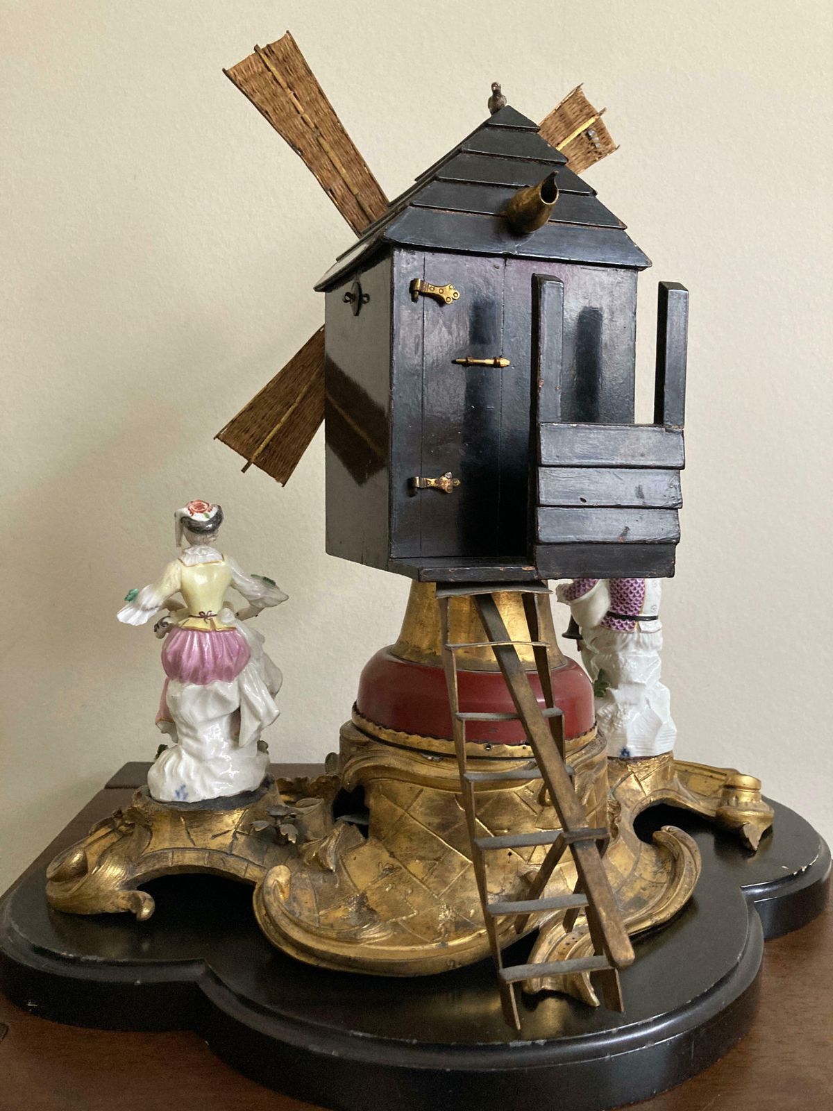 Ormolu Windmill With Meissen Harlequin And Columbine photo buy