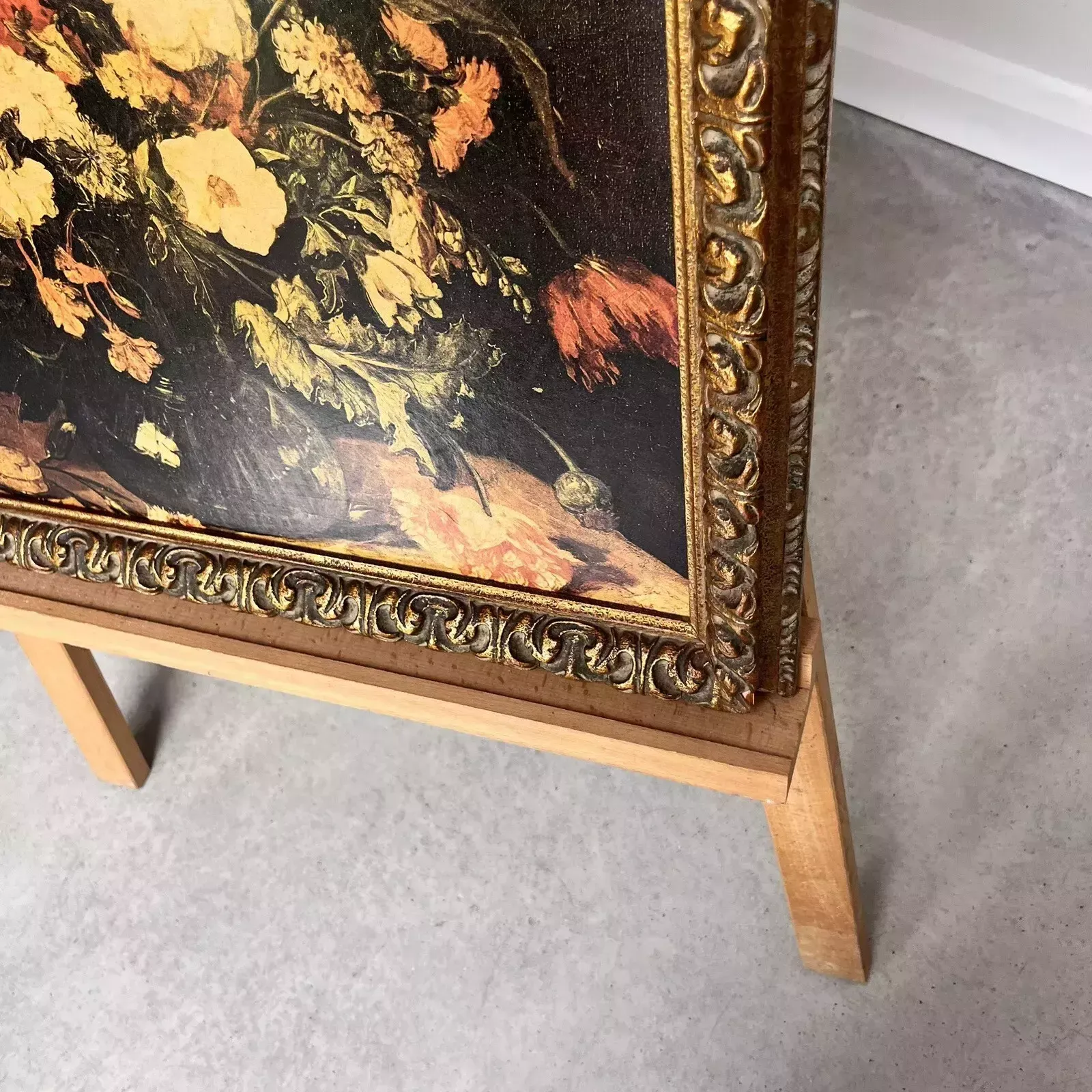 Fabulous Gilt Wood Frame « Flowers C.1650 Abraham Hendricksz Van Beyeren Print » photo vintage