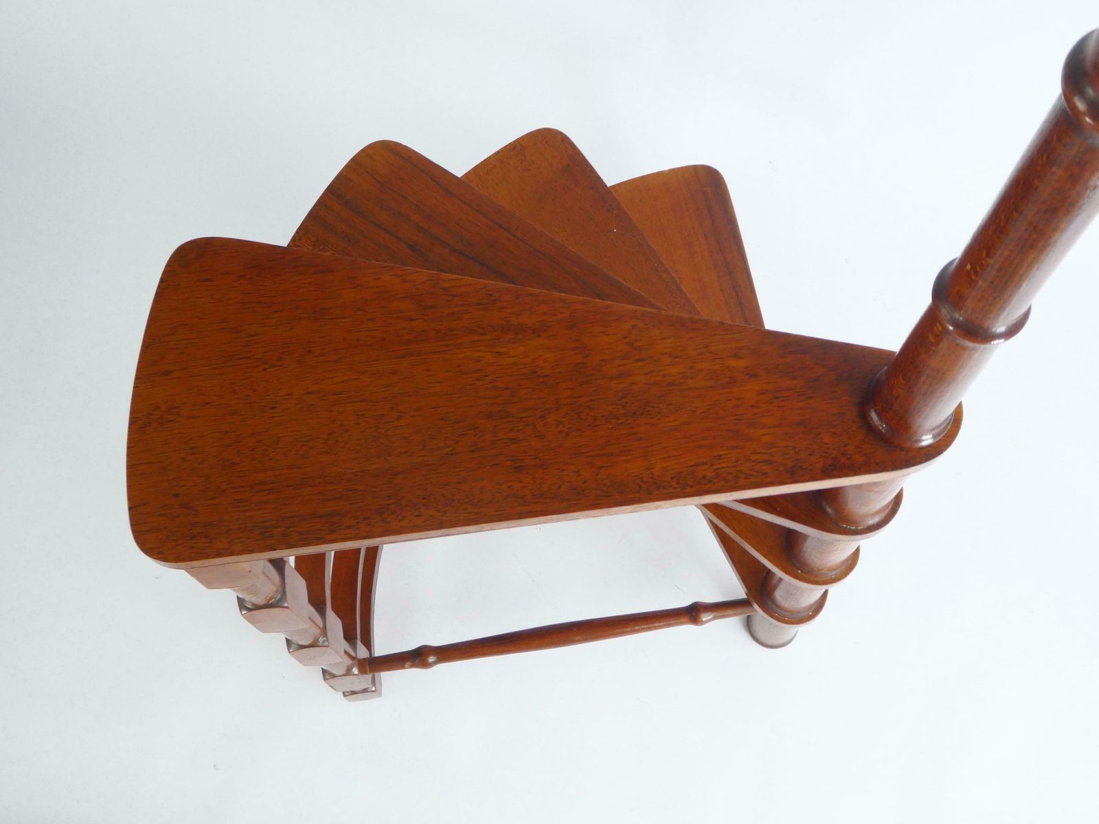Wooden Semi Circular Library Stairs, Vintage Bookcase Ladder With Four Steps, Wooden Victorian Library Stairs, Large 50's Steps photo 743.0
