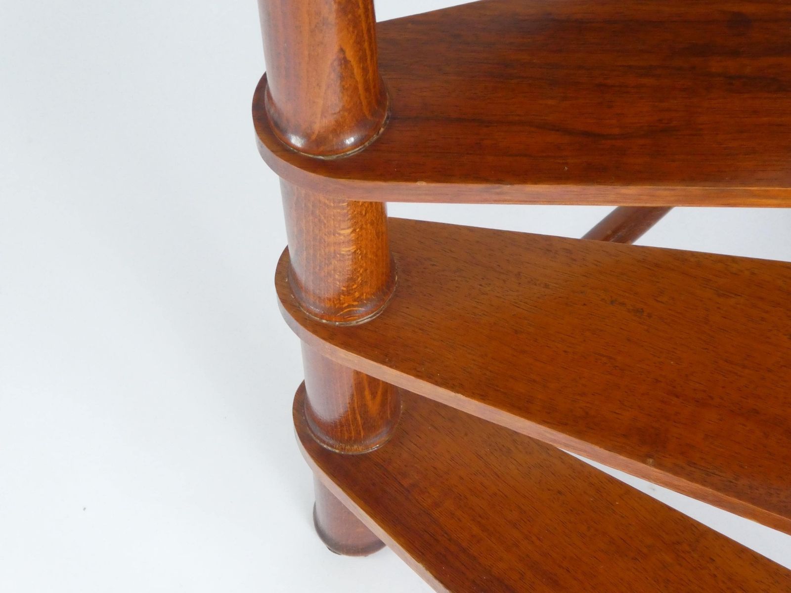 photo furniture Wooden Semi Circular Library Stairs, Vintage Bookcase Ladder With Four Steps, Wooden Victorian Library Stairs, Large 50's Steps