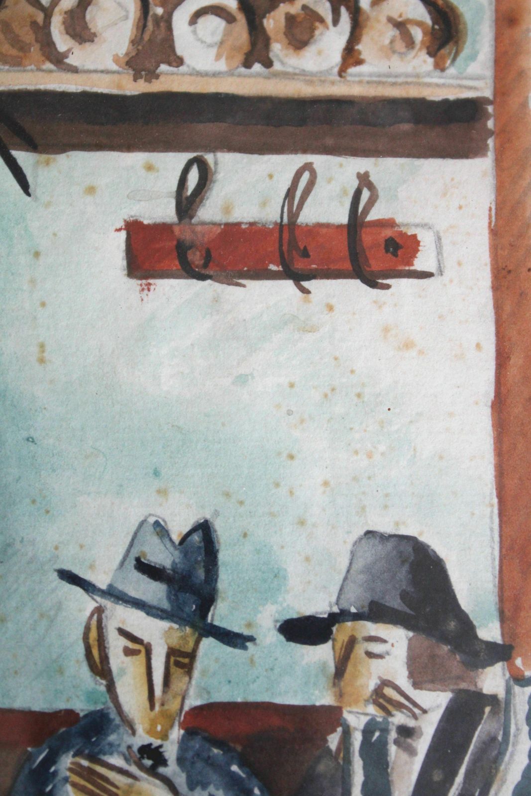 Niklavs Strunke (1894   1966, Latvian, Polish, Italian).  At Cafe. Mixed Media On Paper, 18. 5 X 14 Cm photo vinterior