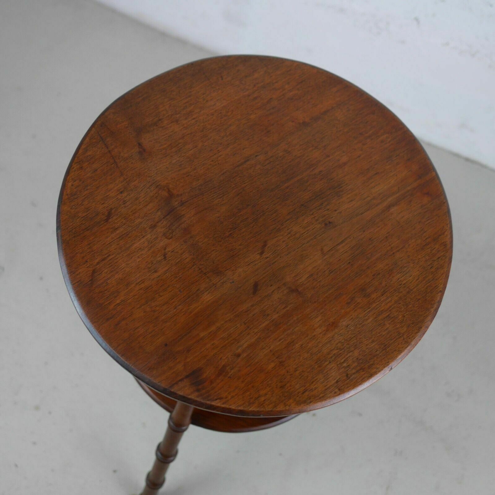 Antique Aesthetic Movement Faux Bamboo Mahogany Tripod Side Lamp Table #102703 photo vinterior