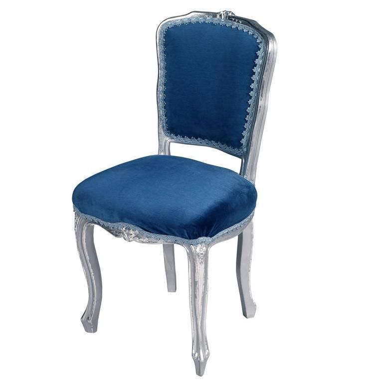 Early 20th Century Venetian Side Chairs In Hand Carved Walnut, Silvered And Reupholtered photo furniture