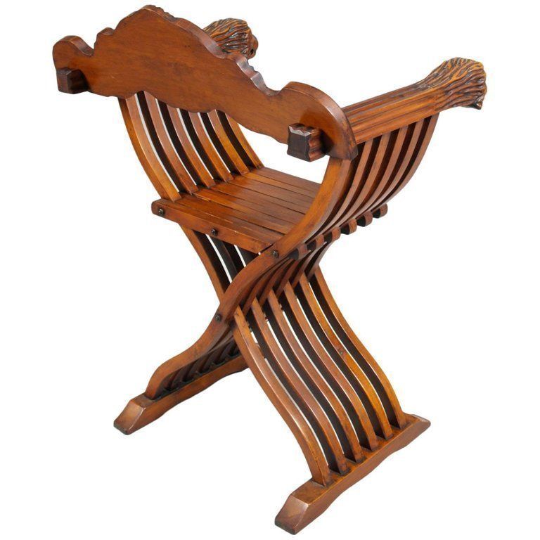 Savonarola Chair In Carved Wood – Tuscany, Early 1900s  Luigi Bonanni Attributed