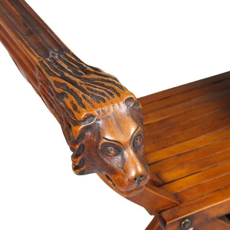 Savonarola Chair In Carved Wood – Tuscany, Early 1900s  Luigi Bonanni Attributed photo vinterior
