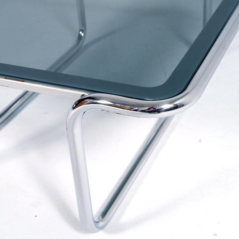 Italian 1960s Chrome & Glass Cocktail Table, Designer Giotto Stoppino Attributed photo furniture