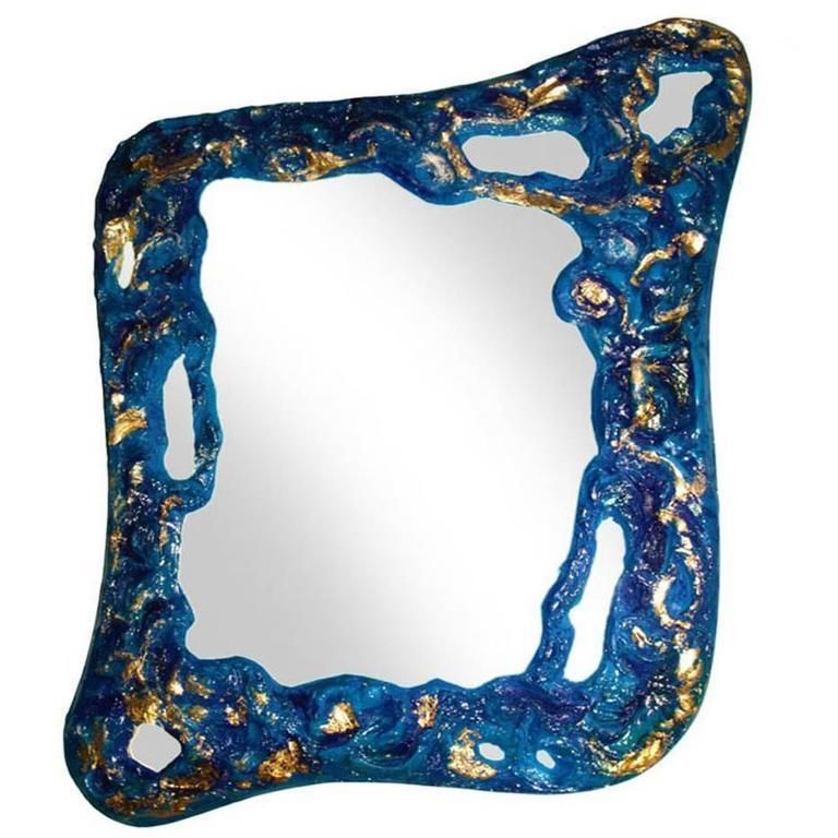 1912 Catalan Modernism Mirror, Conglomerate And Stucco, Antoni Gaudi Style