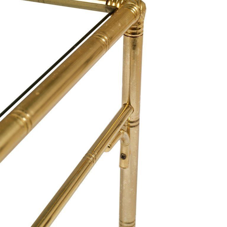 Italian Midcentury Coffee Tables, Faux Bamboo In Gilt Metal, Smoked Glass Top photo Furniture