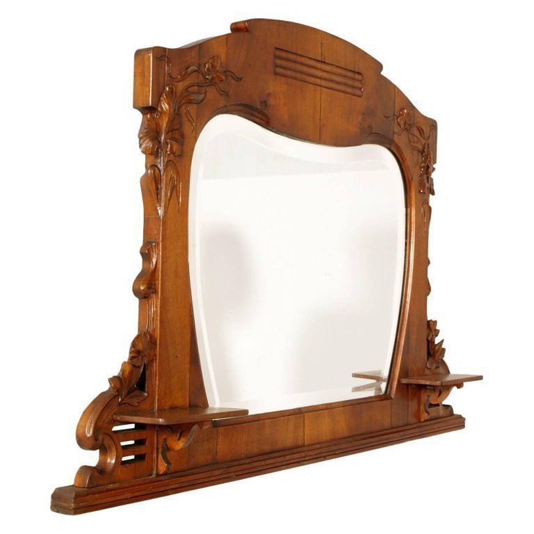 Early 20th Century Mirror Art Nouveau By Testolini & Salviati, Carved Walnut photo furniture