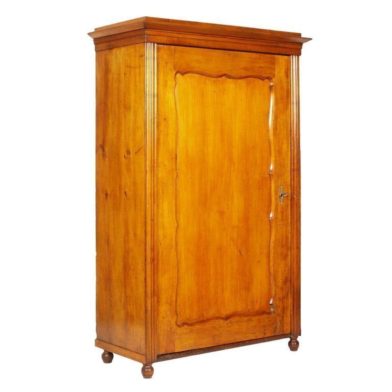 19th Century Biedermeier Cupboard Wardrobe In Birch Restored Polished To Wax