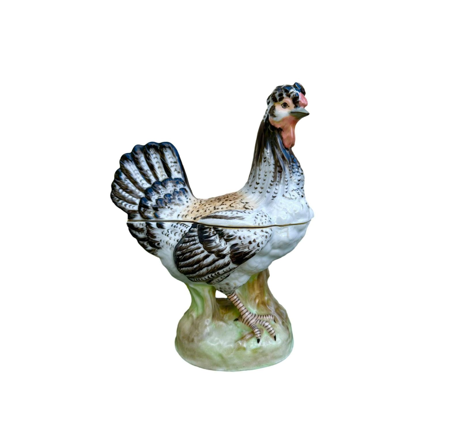 Rare German Porcelain Hen Covered Box By Passau, Dressel, Kister & Co Chicken Figurine Terrine