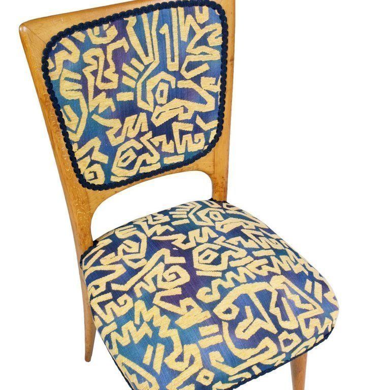 Pair Of Italian Mid Century Modern Side Chairs, Gio Ponti Style, Pink Maple Wood photo for sale
