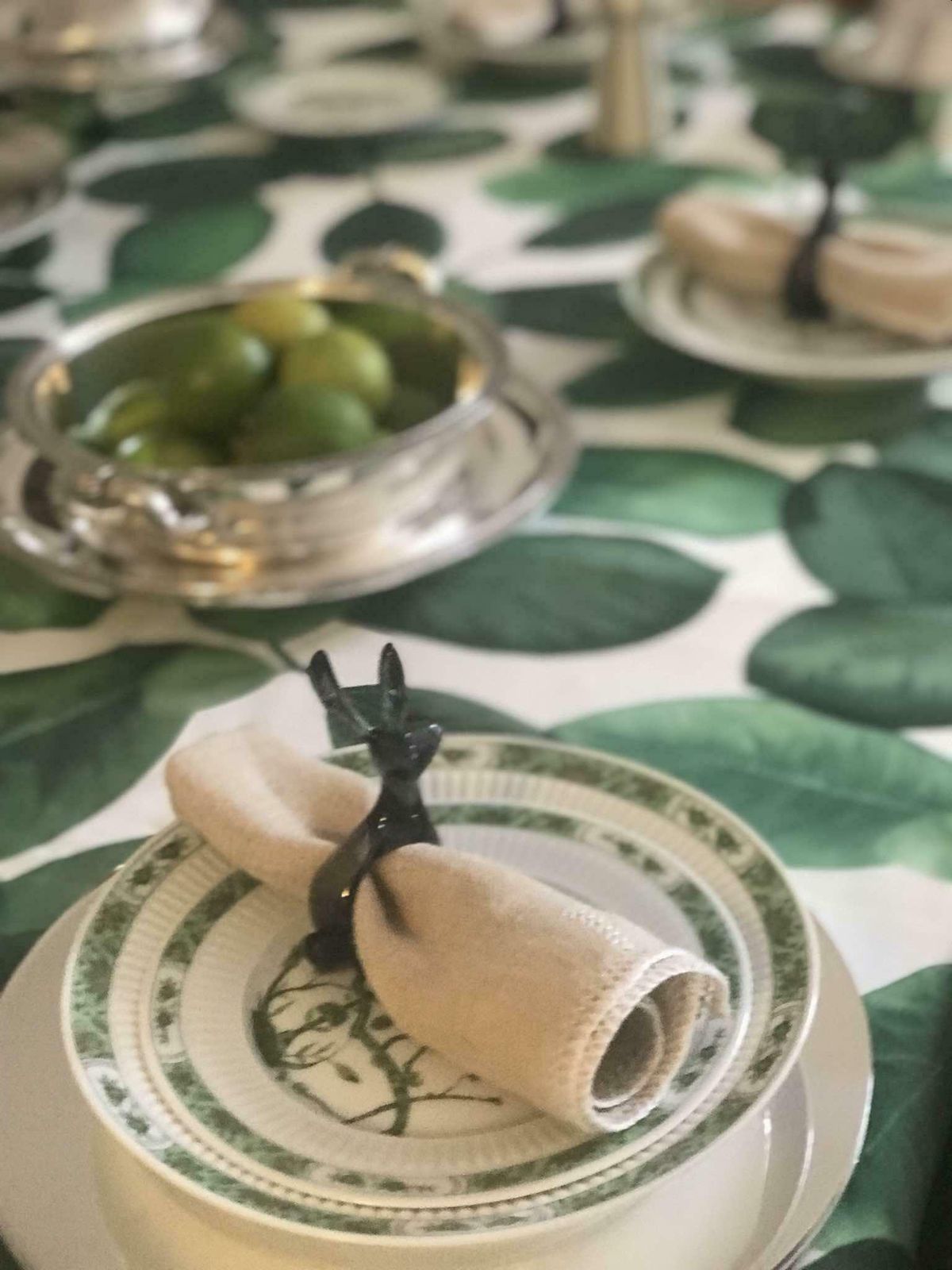 Napkin Ring Set 12 Acrylic Rabbit Gray Easter Decor Gift Animal Lover German Set, Retro Table Holders Hostess Gift For Best Friend photo vinterior