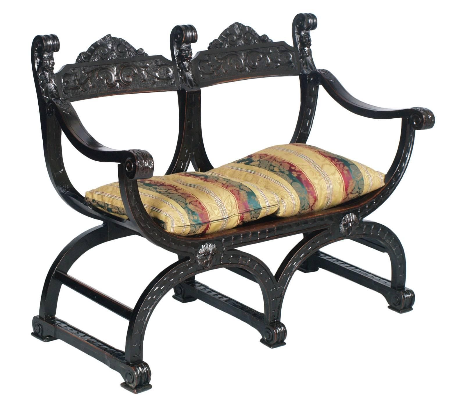 1800s Italian Renaissance Florentine Settee Sofa Couch With Two Chairs In Carved Walnut photo furniture