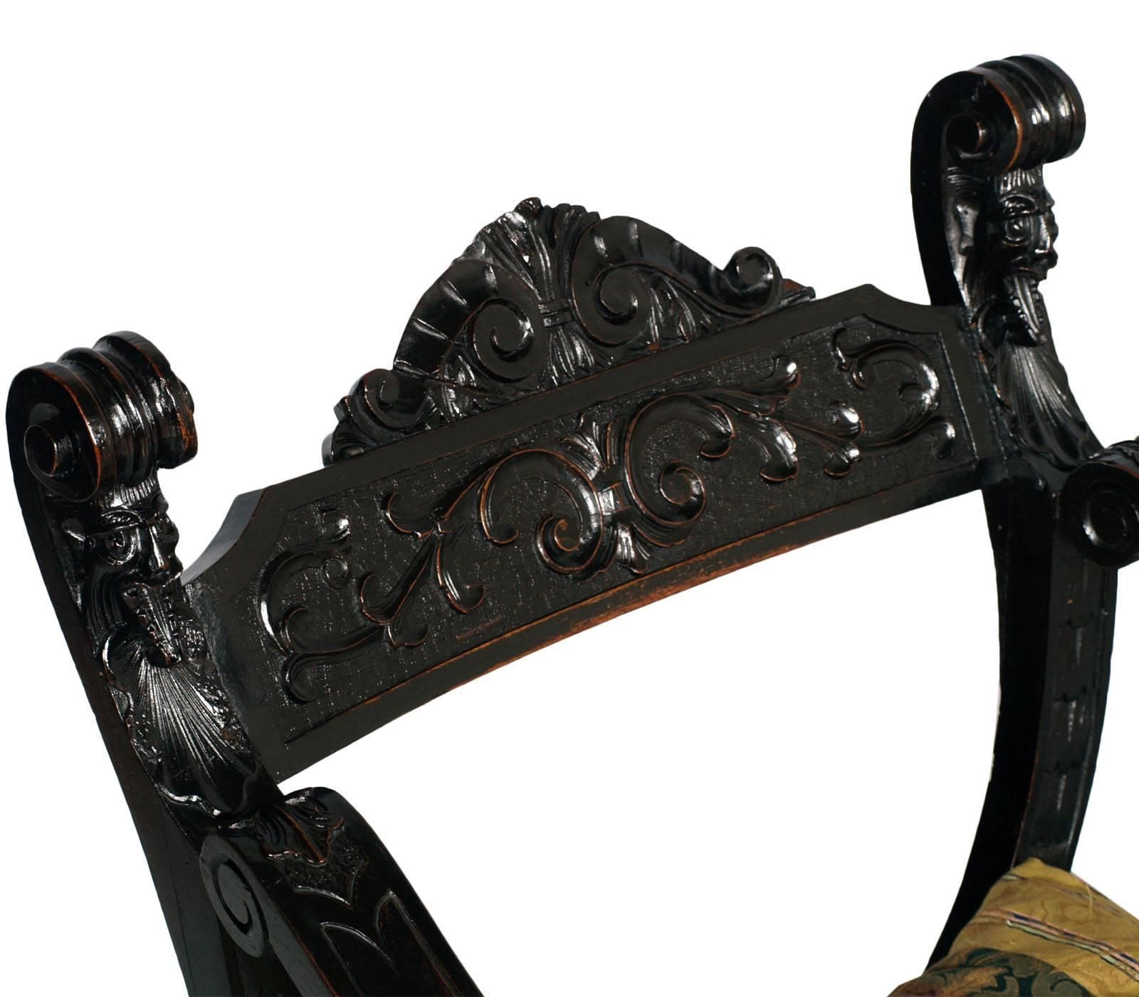 1800s Italian Renaissance Florentine Settee Sofa Couch With Two Chairs In Carved Walnut photo vintage