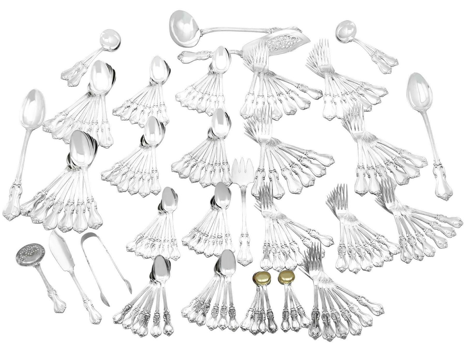 photo vintage Antique Victorian Sterling Silver Canteen Of Cutlery For Twenty Four Persons