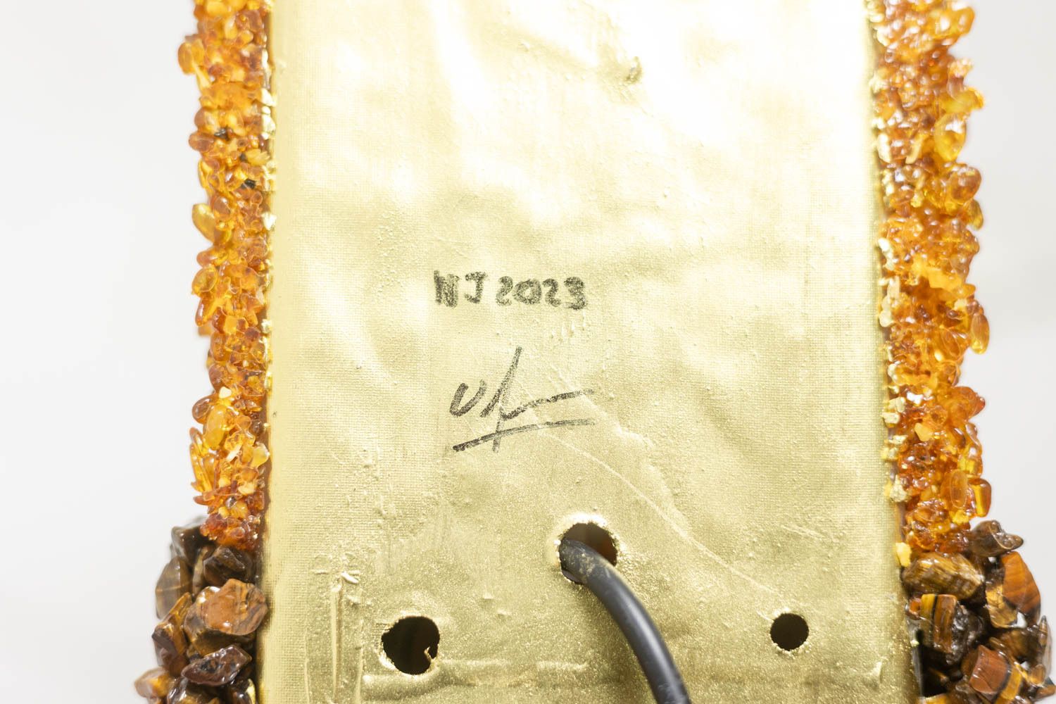 photo furniture Pair Of “Honey” Wall Lights In Amber And Tiger’s Eye. Contemporary Artist Work. Ls60042086g