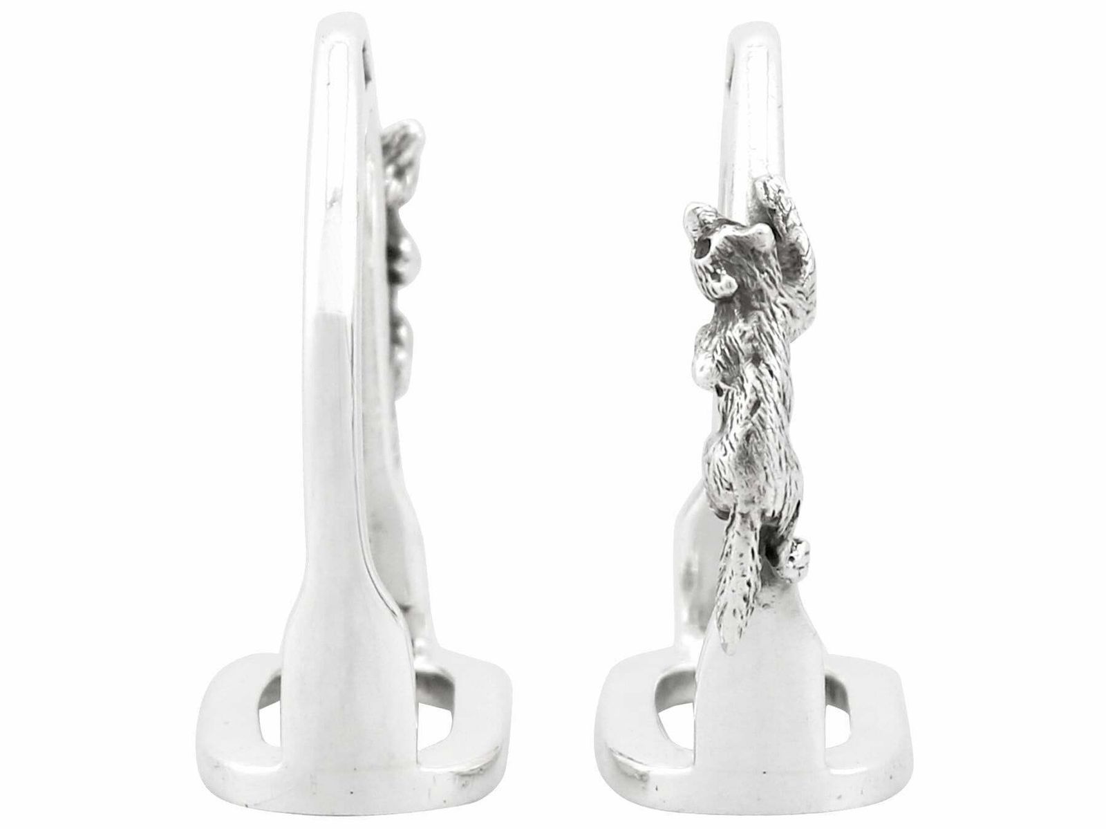 Vintage George VI Pair Of Sterling Silver Fox Equestrian Napkin Rings photo for sale