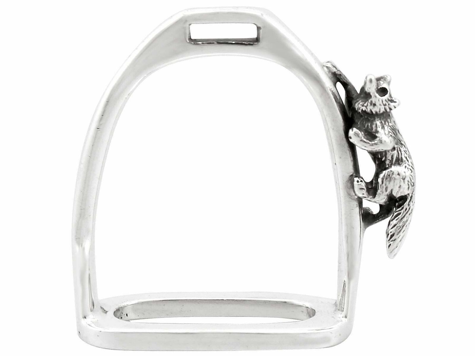 Vintage George VI Pair Of Sterling Silver Fox Equestrian Napkin Rings photo Home Decor
