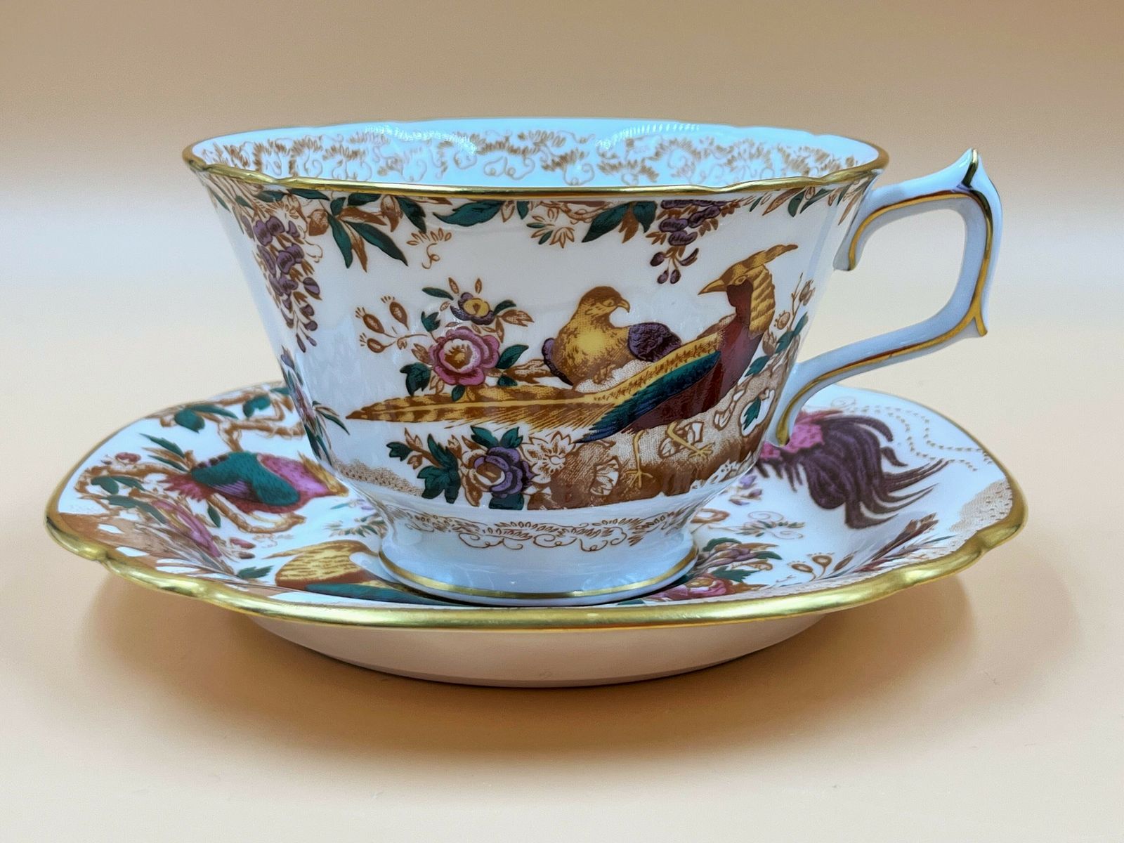 Royal Crown Derby China Olde Avesbury Square Chelsea Shape Large Breakfast Tea Cup And Saucer Duo. A73. 1st Quality. photo vintage