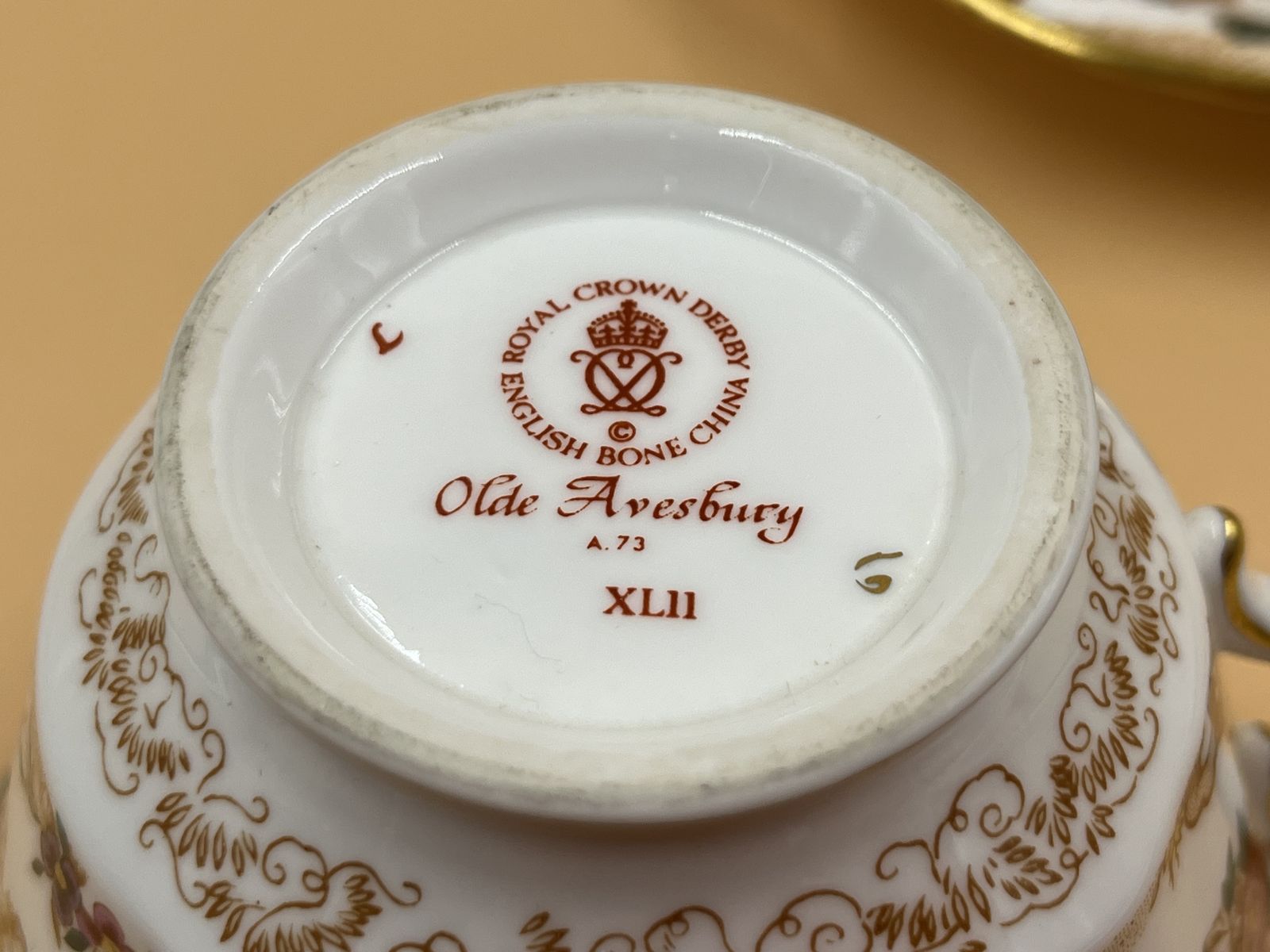 photo for sale Royal Crown Derby China Olde Avesbury Square Chelsea Shape Large Breakfast Tea Cup And Saucer Duo. A73. 1st Quality.