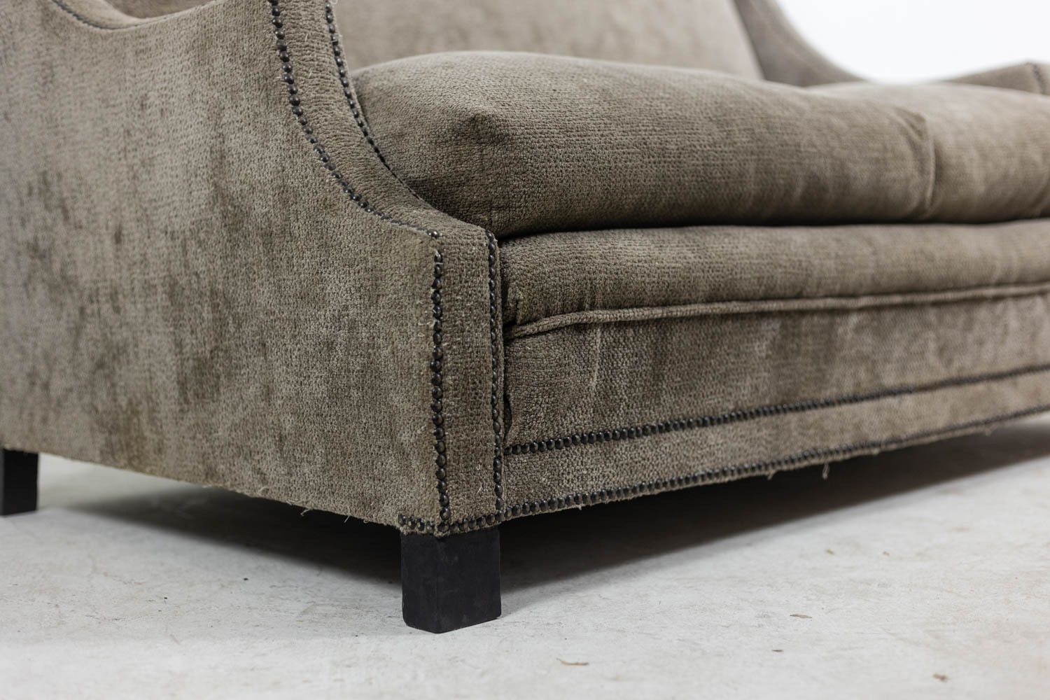 Furniture Rectangular Sofa In Gray Velvet. 1990s. Ls60311509a photo