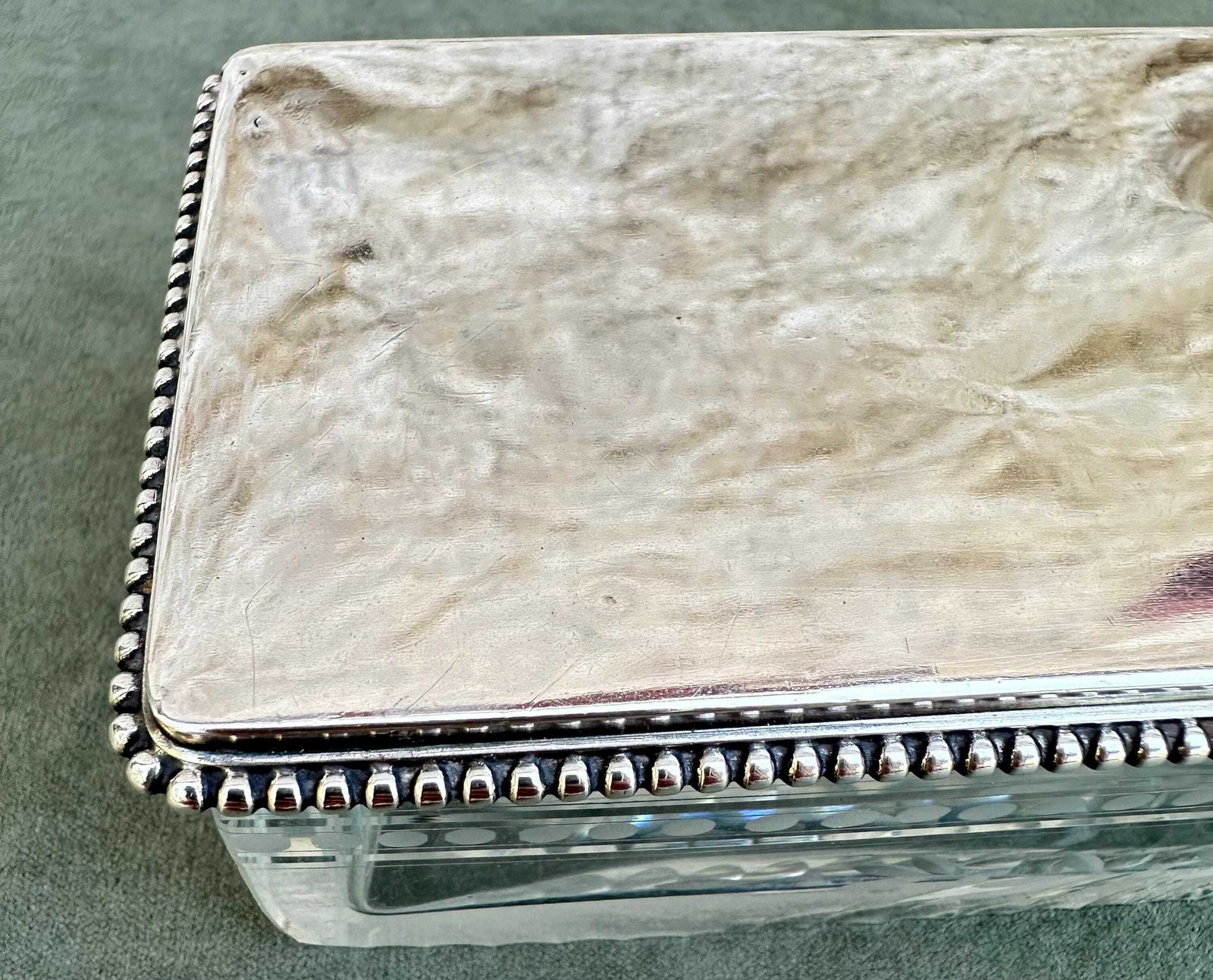 Antique Crystal And Silver Lidded Box, French Vanity Or Bathroom Set, Jewelry Casket photo 262.0