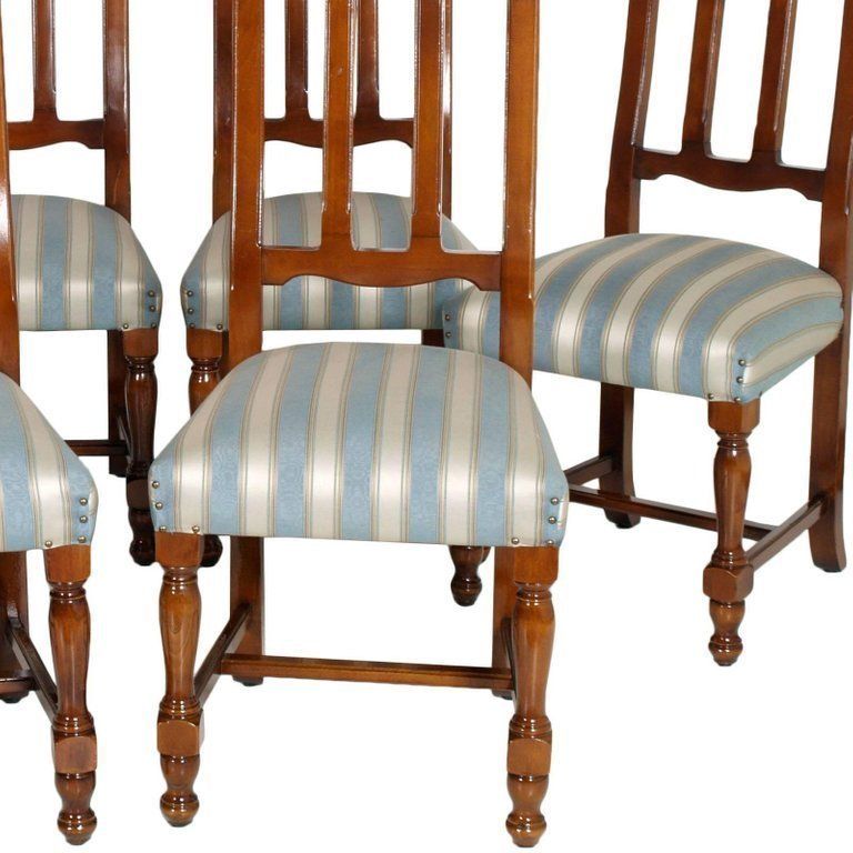 Art Deco Age Italian Six Dining Room Chairs In Solid Walnut, With New Upholstery photo furniture