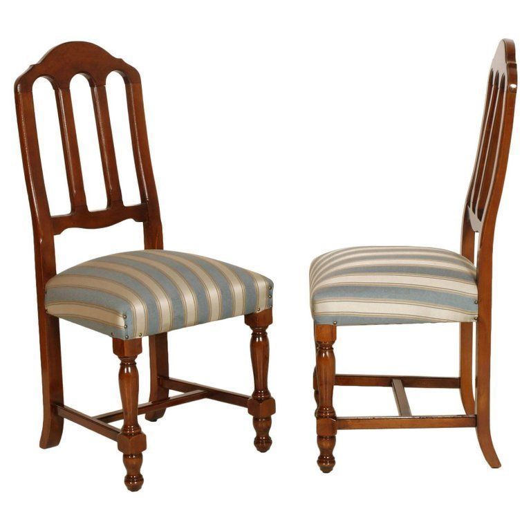 Art Deco Age Italian Six Dining Room Chairs In Solid Walnut, With New Upholstery photo for sale