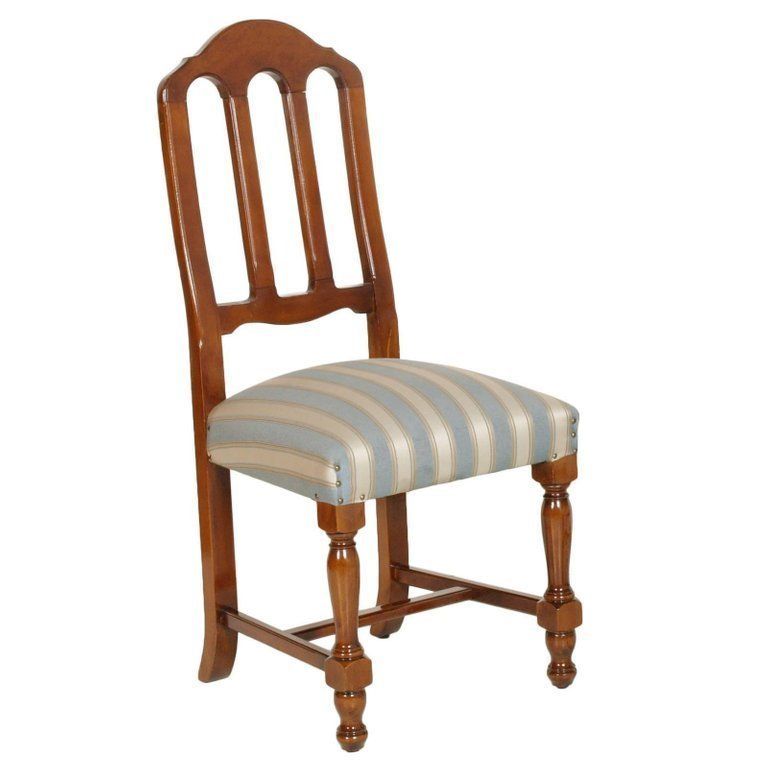 Art Deco Age Italian Six Dining Room Chairs In Solid Walnut, With New Upholstery photo Furniture