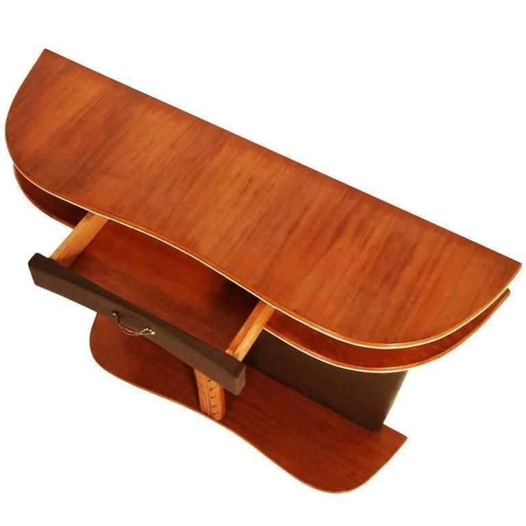 Mid Century Console Attributable To Ico Parisi In Cherrywood And Brown Leather photo furniture