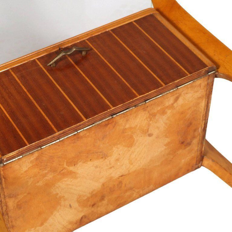 1940s Cantù Nightstand Table Gio Ponti Attributable In Walnut, Maple Crystal Top photo buy