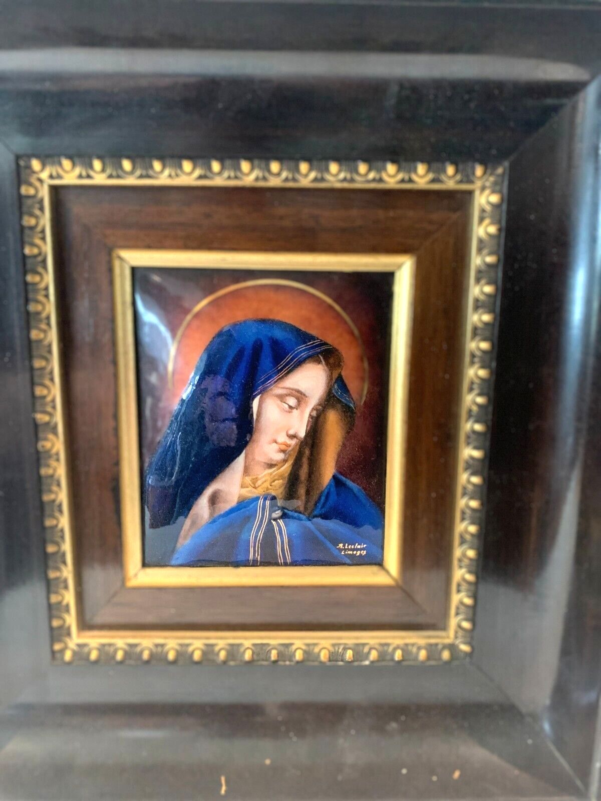 Limoges Enamels "La Madone Par A Leclair" 20th Century photo for sale
