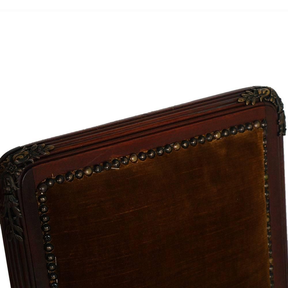Last 19th Century Art Nouveau Side Chairs, Walnut, Velvet, Eugenio Quarti Style photo Furniture