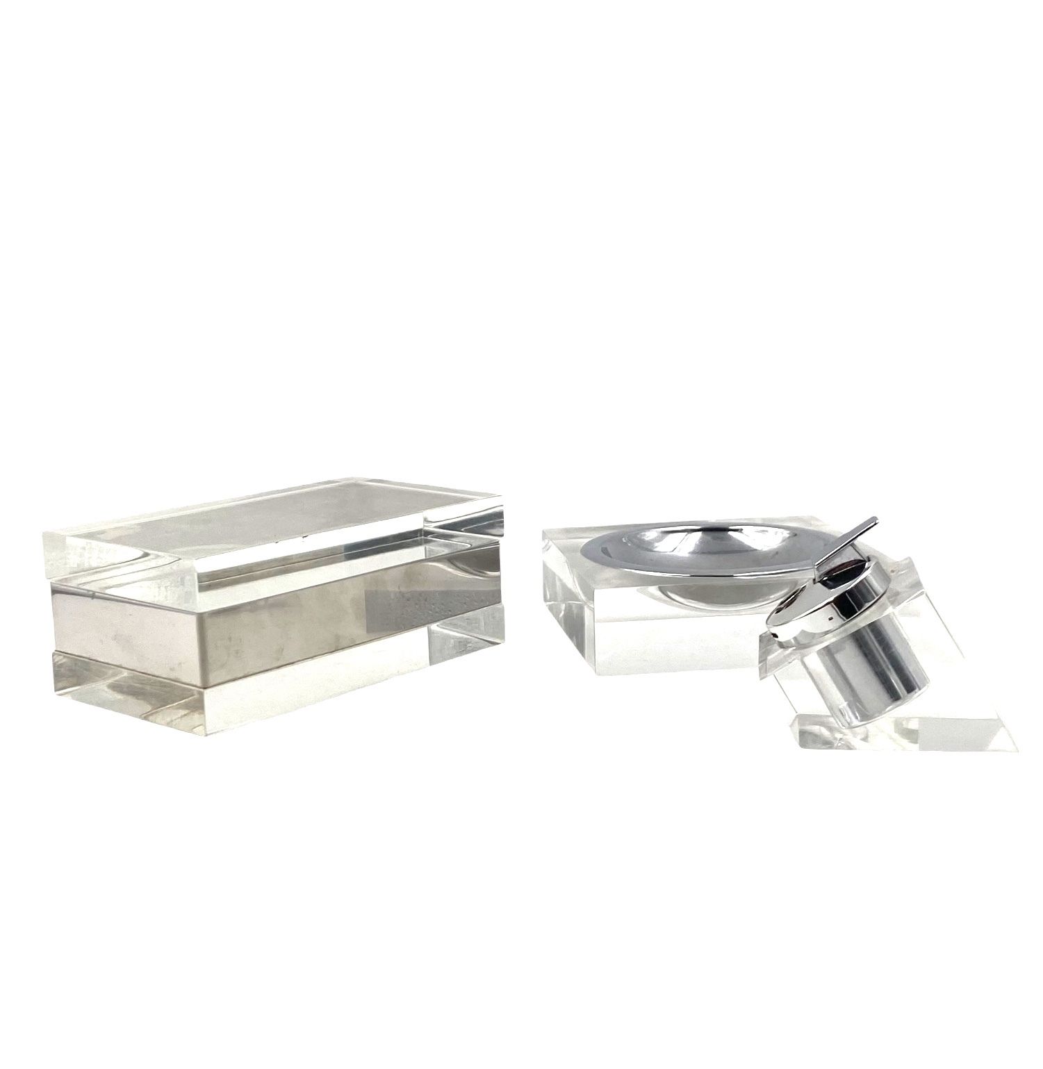 Hollywood Regency Lucite Smoking Set, Guzzini  Italy 1970 photo for sale