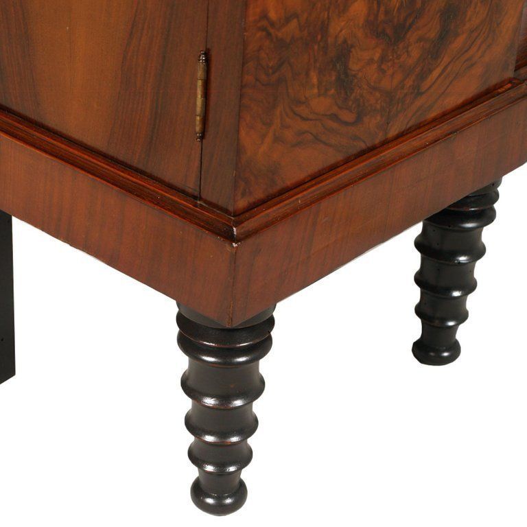 Early 20th Century Console, Tv Stand, Burl & Ebonized Walnut, Marble, Glass Top photo vintage